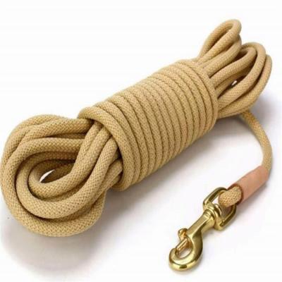 China Personalized Extra Long Training Nylon Dog Leash Rope Heavy Duty Nylon Training Leash 10ft 16ft 33ft 66ft Coffee Color for sale