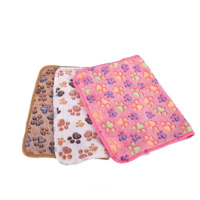 China Puppy Stocked Blanket Cushion Soft Warm Sleep Mat With Paw Print Small Dog Cat Bed for sale