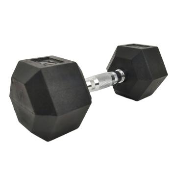 China Factory Directly China Standard Durable Cheap Black Hexagon Fitness Rubber Dumbbell for sale