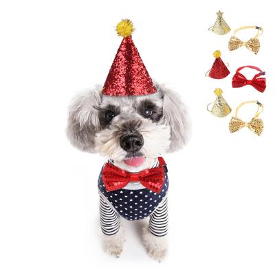 China Viable Pet Christmas Bow Tie Dog Christmas Birthday Festival Decorations Dog Hats Pets Funny Party Supplies for sale