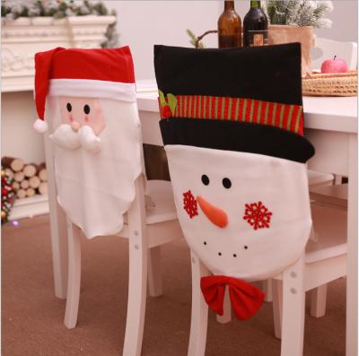 China Christmas Style Christmas Decoration Cartoon Santa Design Chair Back Covers Gift Home Christmas Dining Chair Cover for sale