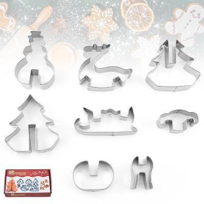 China Sustainable Christmas Cookie Decorating Mold Assorted Shapes Cookie Molds Stainless Steel Christmas Cookie Cutters Set for sale