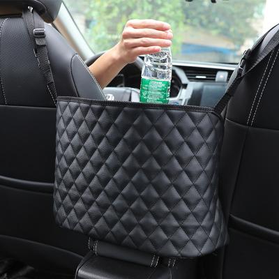 China Single Color No Longevity Car Backseat Pocket Car Supplies Storage Bag Pattern Universal Organizer Bag Waterproof Universal Black Leather Pocket for sale