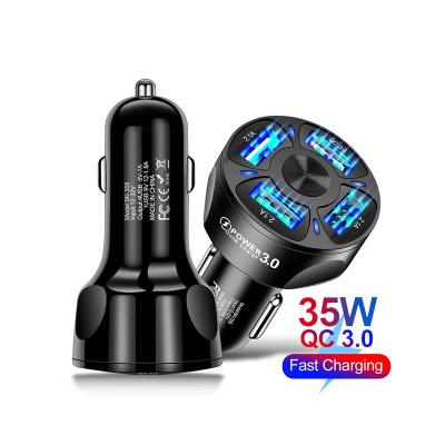 China Amazon Success USB Car Charger Adapter 4 Port USB Car Phone Charger Universal Fast Charging Smart Adapter 4 In 1 Car Charger for sale