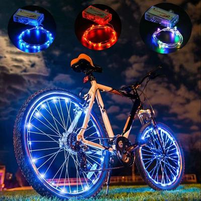 China Waterproof Colorful Energy Saving Flashlight/Waterproof String Bike Warning Wire Bike Wheel Lights 20 Led String Bicycle Led Lights Tire Wheel Light for sale