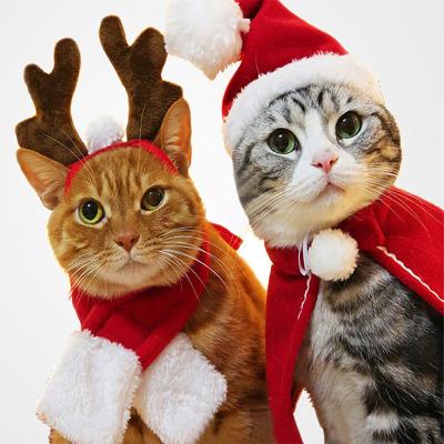 China Christmas Decoration Pet Cat Accessories Products Pet Cat Festival Dress Clothes Cap Sustainable Pet Hat Santa Claus Hat for sale