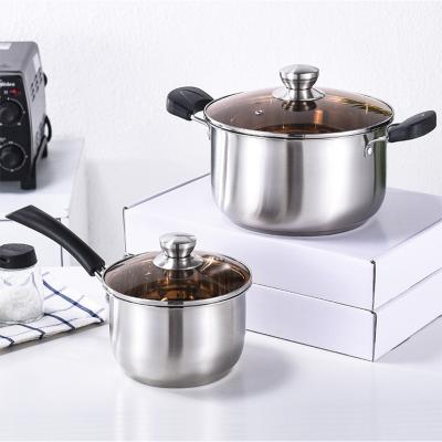 China Stainless Steel Soup Pot Milk Pot Cookware Kitchenware Multifunctional Viable Wholesale Cookware Milk Casserole for sale