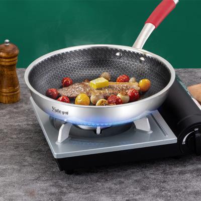 China Viable Hot Selling 2021 Home Kitchen 26cm 28cm Durable Non-stick Cookware 304 Stainless Steel Wok Stick Frying Pans Non Stick for sale