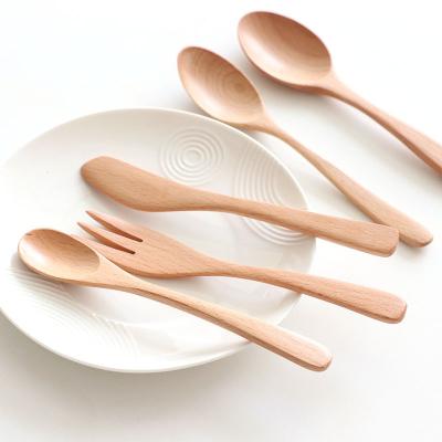 China Spoon Fork and Knife Tableware Viable Wooden Cutlery Set Reusable Flatware Travel Portable Camping Wooden Cutlery for sale