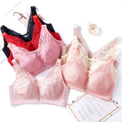 China One-Piece 85 C Plus Size Girls Big Cup Bra Women's V-Neck Lace Bra 38 Size Bra Female Wide Bra Pakistani Wireless Strap for sale