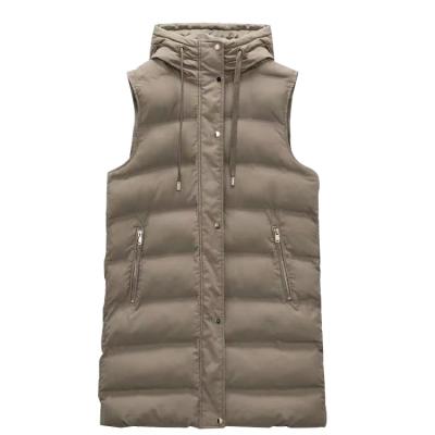 China Warm Lightweight Customized Sleeveless Padded Padded Stripper Waistcoat Ladies Cropped Vest With Hood for sale