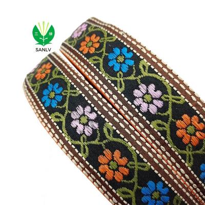 China Viable Embroidered Jacquard For Custom Webbing Strap For Handbags Ethnic Webbing for sale