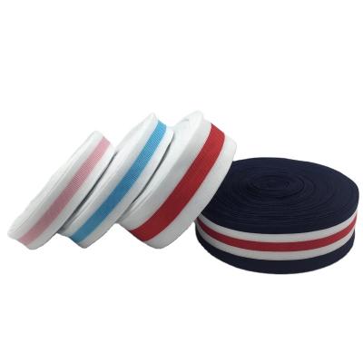 China Double Color Elastic Webbing Webbing Polyester Multicolor Striped Webbing For Clothes Decoration for sale