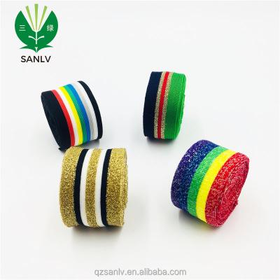 China Viable factory hot sale custom knit stripe webbing 100% polyester knit stripe ribbon colors stripe for garment decoration knit webbing for sale