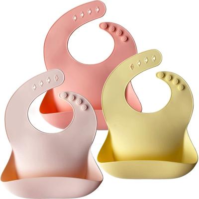 China Silicone Baby Bib Antibacterial Custom Bibs Set Organic Waterproof Wholesale Soft Clean Folding Button Easily for sale