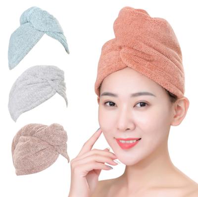 China Child Safe Microfiber Velvet Microfiber Hair Dryer Bath Hair Towel Wrap Dry Hair Hat Dryer Turban Extra Long Turban For Kids Fiber for sale