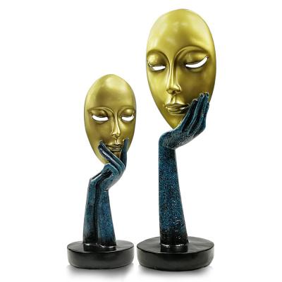 China Minimalist Resin Opens Face Abstract Sculpture For Home Decor Face Ornament Home Decor Pieces White Luxury for sale