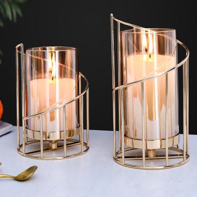 China Nordic romantic luxury home decoration high-grade iron candlestick decoration candle holder glass decoration for sale