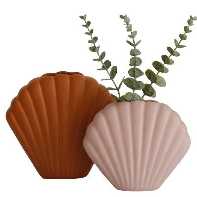 China Nordic minimalist shell home color morandi vase ceramic vase craft ornaments art vases for sale