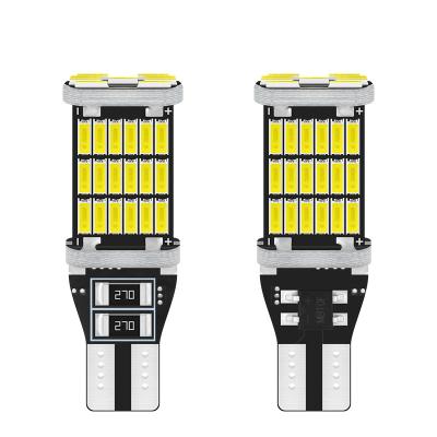 China T15 Retrofit Ignition Led Lights 45smd 12V-24V Super Bright Reversing Light 4014 White Red Amber Canbus Bulb For Car Led T15 for sale