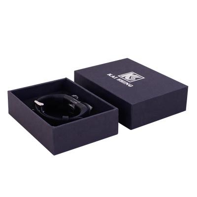 China Handmade Wholesale Custom Recycle Watch / Earphone / Cable Black Paper Packaging Box for sale