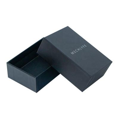 China Handmade High Quality Special Materials Cardboard Watch Gift Box With Silver Stamping for sale