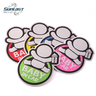 China Cute Baby Car Sticker Customized Metal Printing And Engraving Sign Car Sticker for sale