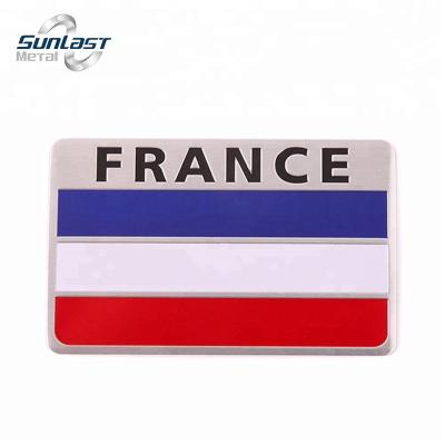 China Car Durable Alloy 3D France Flag Emblem Badge Aluminum Decals Sticker for sale