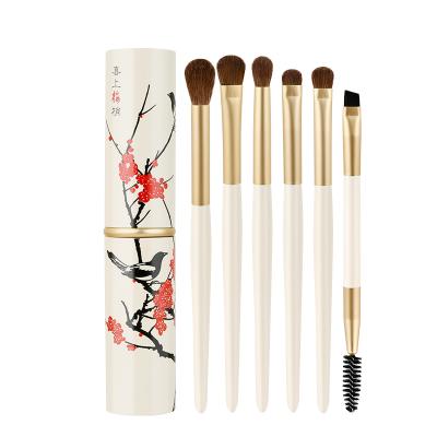 China Angular Blush Goat Hair Eye Makeup Brush Set Beauty Tools Private Label Eyeshadow Blending Brush 6pcs/set for sale