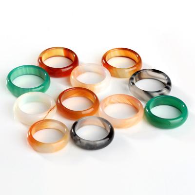 China Wholesale Durable Agate Crystal Band Ring Green Jade Ring Jewelry Cheap Natural Stone Fashion For Women And Men for sale