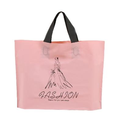 China High Quality Customizable Private Logo Plastic Pink Loop Handle Daily Use Shopping Bag for sale