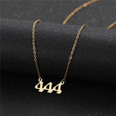 China CLASSIC 111 Old English Gold Numerology Angel Number Necklace 222 333 444 555 666 777 888 999 for sale