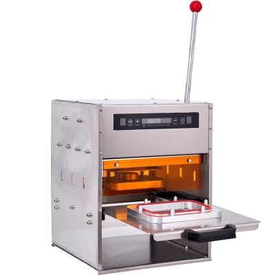 China Hot Food Aluminum Foil Box Sealing Machine Fast Food Caterer Jar Packing Box Aluminum Foil Bowl Wrapper for sale