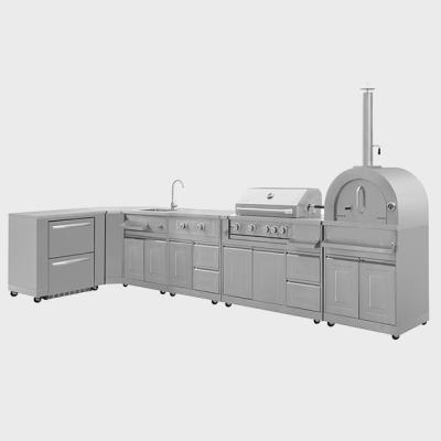 China Outdoor Adjustable Height Lycan BBQ Island With 304 SS Pizza Oven For Outdoor Buffet for sale