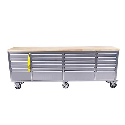 China Magazine Tools Heavy Duty 96 Drawer 24 Inch Rolling Tool Box With Fine Wood Top for sale