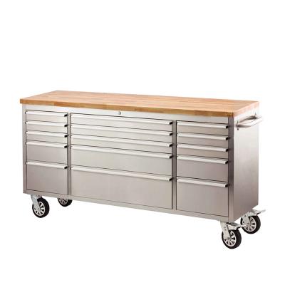 China Factory 72 Inch 15 Drawer Garage Tool Chest Metal Workbench Movable Tool Cabinet With Wheel for sale