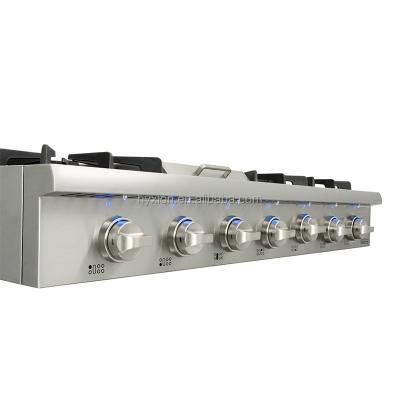 China Hotel Professional 48 in. Natural Gas Cooktops with 6 Burner Sealed Stainless Steel Griddle for sale