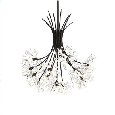 China Contemporary Nordic Ceiling Lamp Crystal Dandelion Pendant Light Modern LED Flower Chandelier for sale