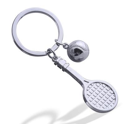 China Souvenir Fashion Key Chain 3D Tennis Ball Racket Metal Keychain Sports Games Key Chain Gift for sale