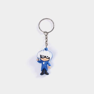 China Cheap Cartoon Character Cat Pvc Keychain Football Club Characters Logo With 2020 Custom Made 3d Container Nickel Free for sale