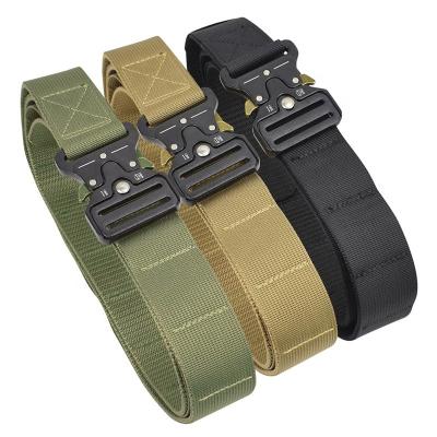 China Nylon+Alloy Action Unions Reinforcement Belt Molle Heavy Duty Military Tactical Nylon Double Layers Duty Belt With Quick Release Buckle for sale