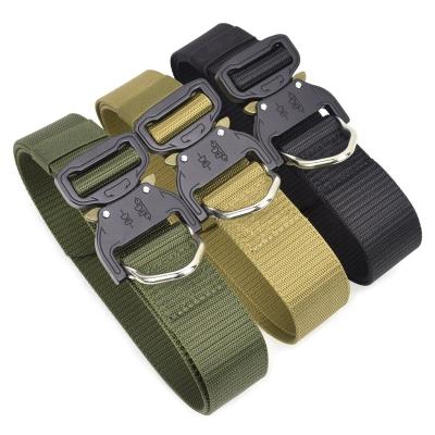 China Outdoor Nylon+Alloy Action Unions Combat Waist Belt Quick Take Off Metal Buckle Anti-Wear Nylon Universal Military Tactical Belt For Men for sale