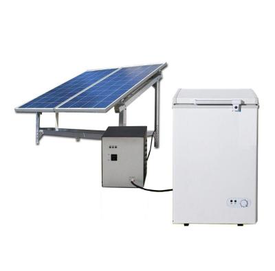 China Hotel DC 24v 108L solar powered refrigerator solar deep freezer with jinko solar cell panels for sale