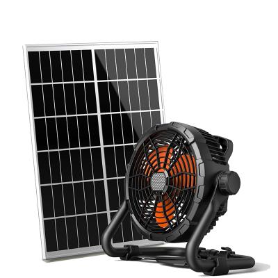 China Wholesale Price Outdoor Portable USB Rechargeable Charging Solar Panel 25W Battery Built Electric Fan Solar Fans for sale