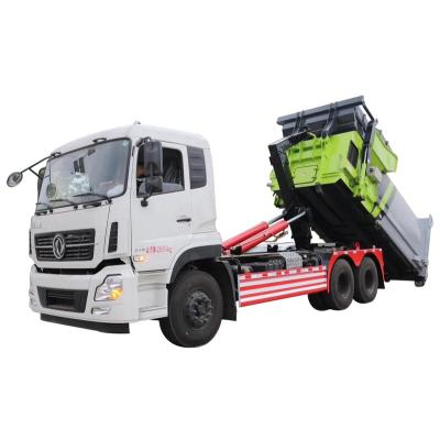 China DONGFENG Euro 6x4 3 heavy duty 18 ton wheel arm container garbage truck hook lifter truck for sale 9560X2490X3520mm for sale