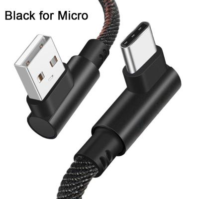 China Hot Sale 2.4A Fast Charging Fast Charging Durable Braided 90 Degree Right Angle USB Data Cable for sale