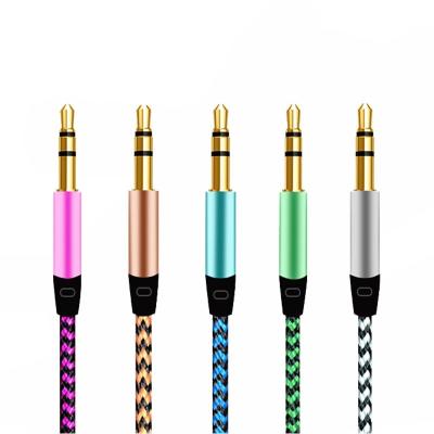 China High grade car custom available car 3.5 mm fabric braided AUX audio cable. TO. 3.5mm jack cable for sale