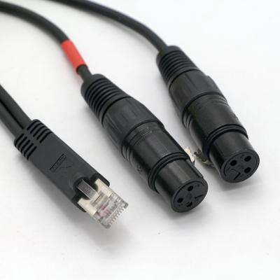 China Custom Microphone Factory 2 XLR 3 PIN Male To RJ45 DMX 512 Cable for sale