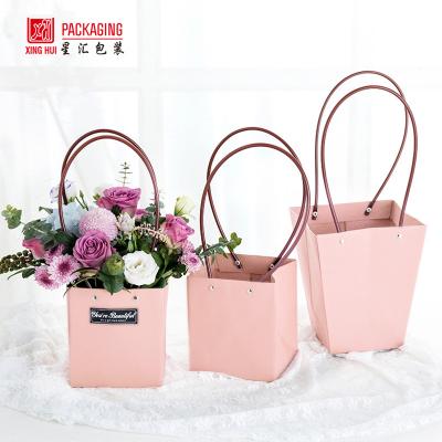 China ANTISTATIC Flower Wrapping Purse / Kraft Paper Pink Cardboard Bag for sale