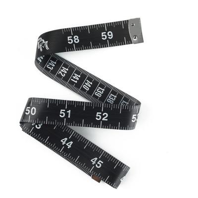 China PVC Fiberglass Wintape 60inch Black Tailor Tape Measure With Stainless Steel Clip, Promotional Gift For Cloth Store for sale